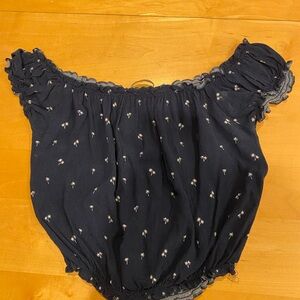 Brandy Melville Navy Top with White Palm Tress